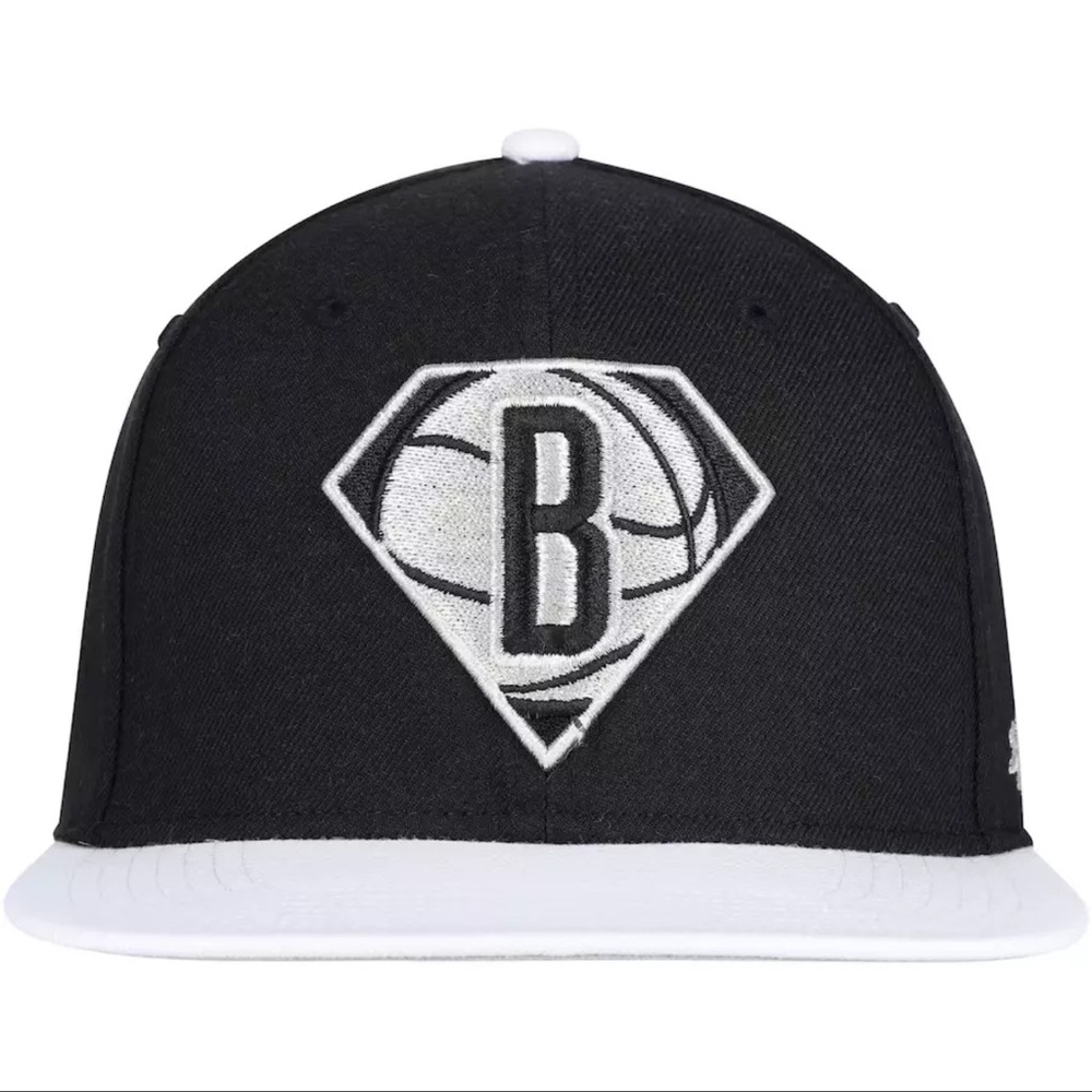 Brooklyn Nets '47 75th Anniversary Carat Captain Snapback Hat - Black/White
